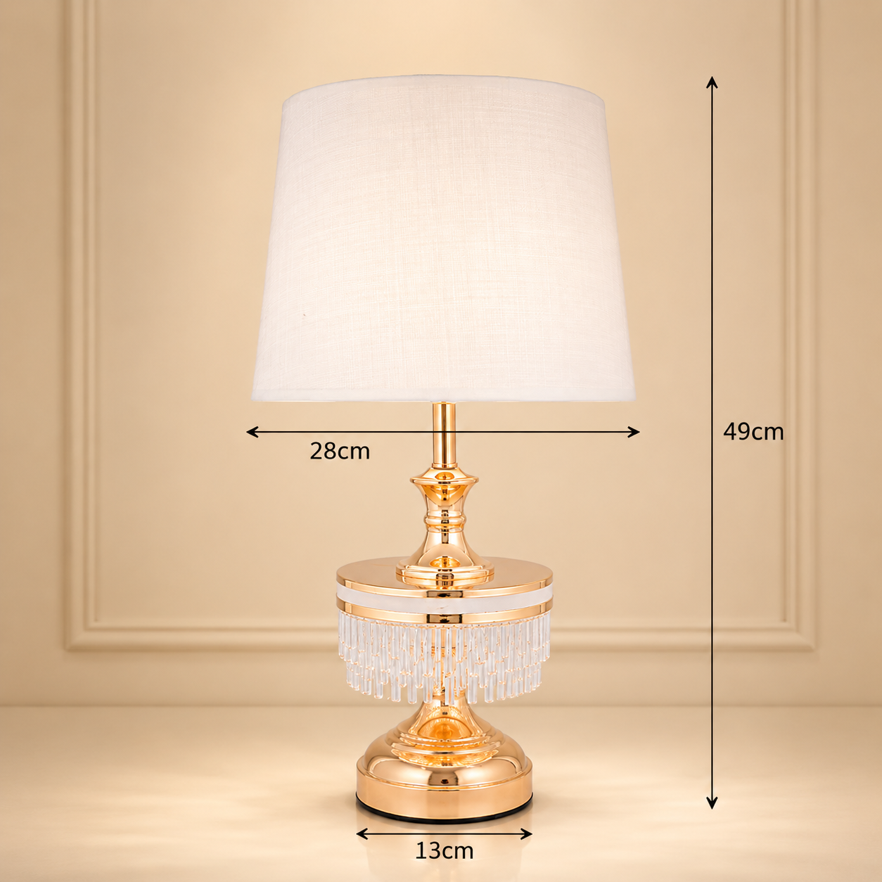 Luxury Crystal Fringe Gold Table Lamp