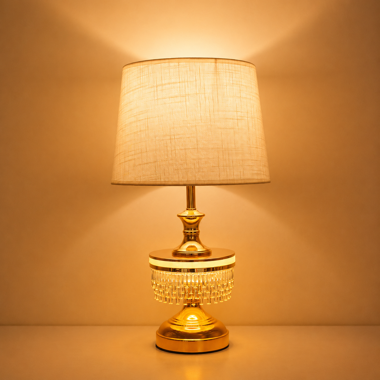 Luxury Crystal Fringe Gold Table Lamp