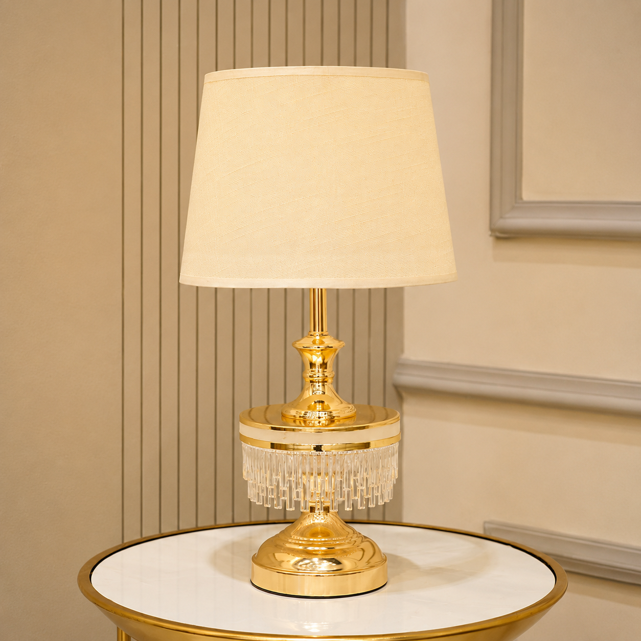 Luxury Crystal Fringe Gold Table Lamp