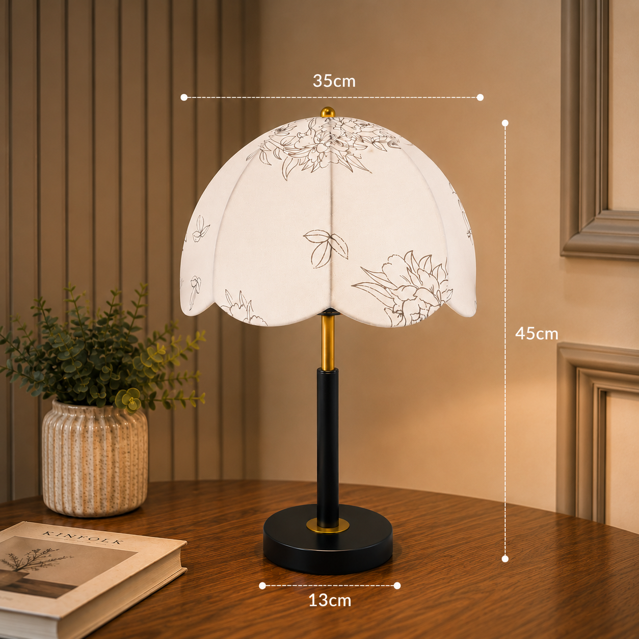 Floral Elegance Table Lamp with Fabric Shade
