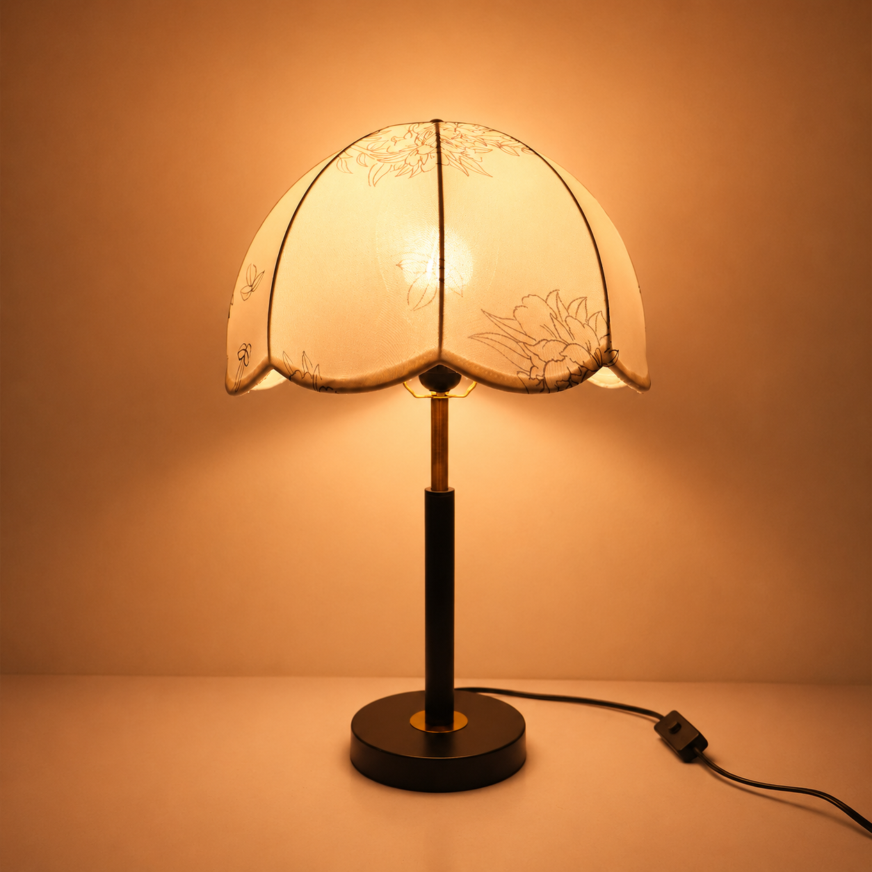 Floral Elegance Table Lamp with Fabric Shade