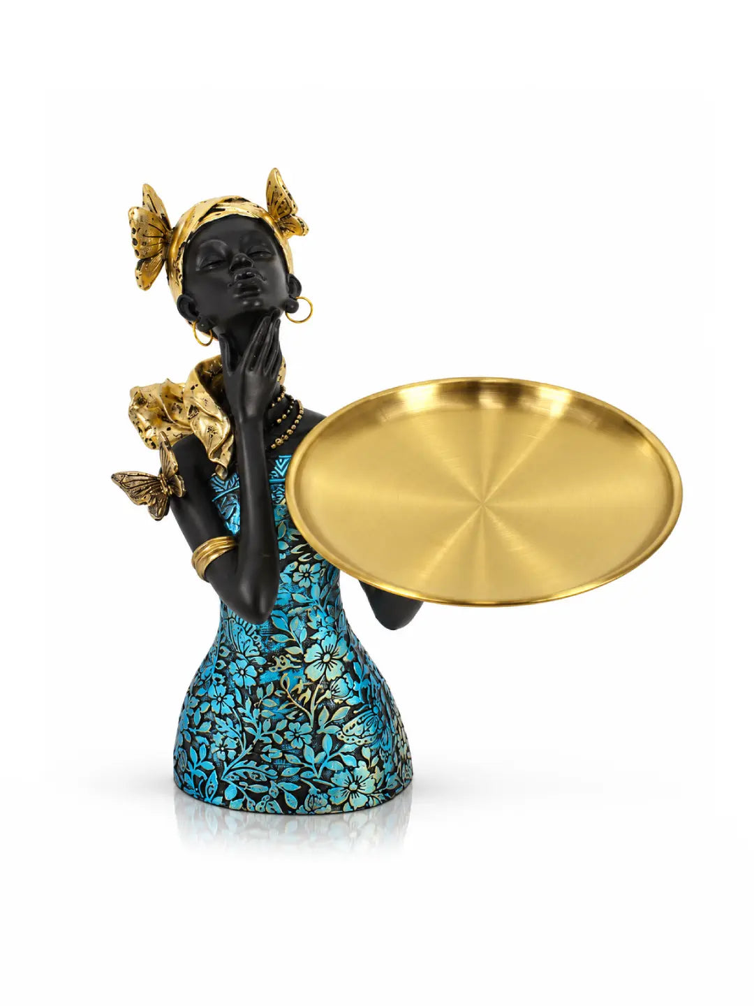 Elegant African Lady Tray Sculpture