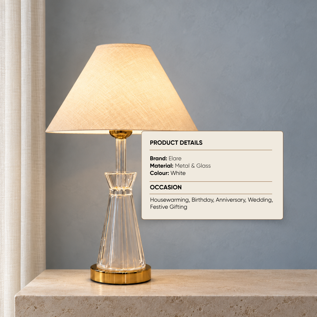 Dual-Light Table Lamp Clear Crystal Glass
