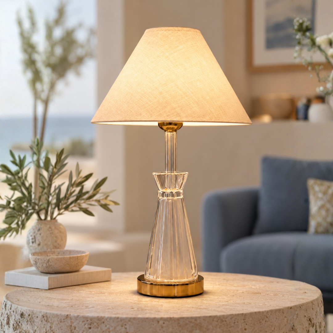Dual-Light Table Lamp Clear Crystal Glass
