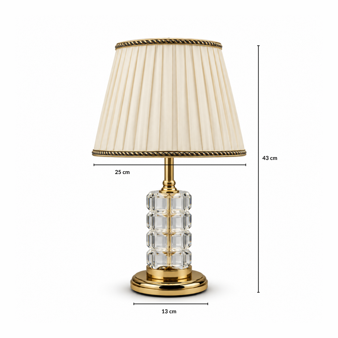 Crystal Glass Table Lamp with Fabric Shade
