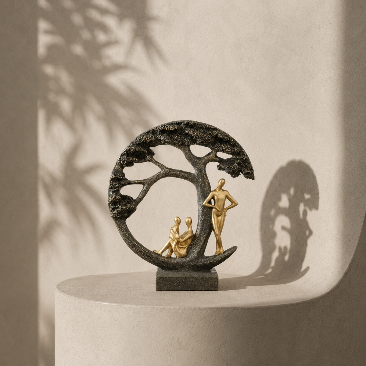 Modern Family Tree Sculpture Showpiece in Black Color