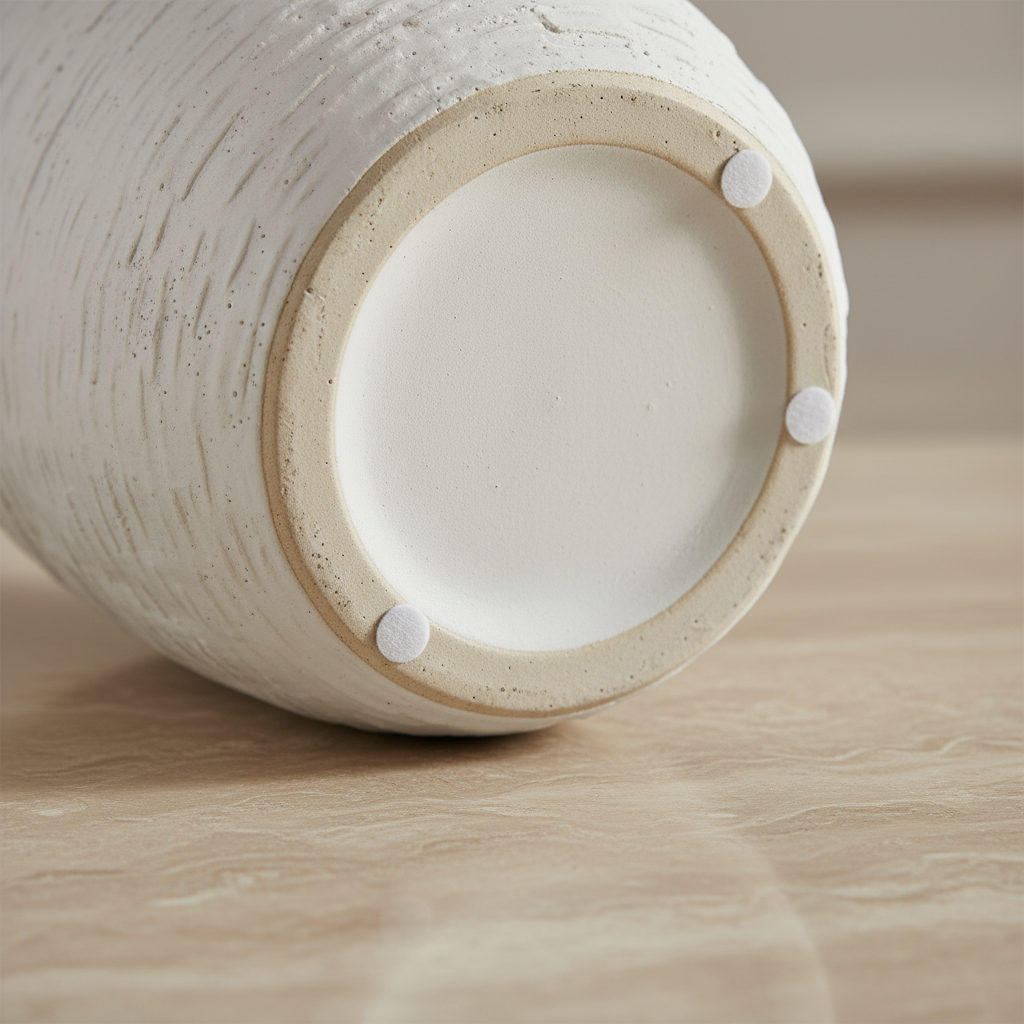 Textured Ceramic Vase with Gold Accent Neck