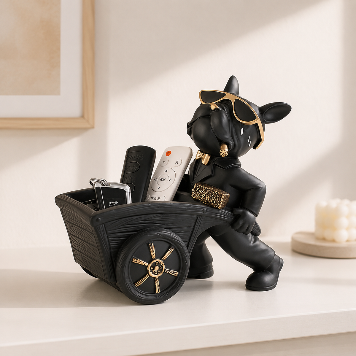 Stylish bulldog carrying cart Showpiece