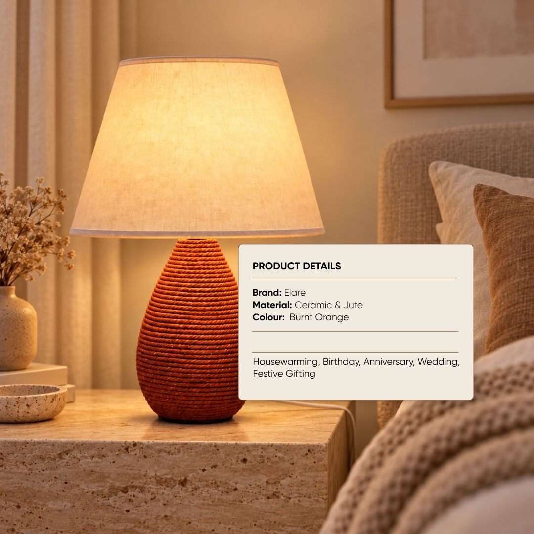 Terracotta Rope-Wrapped Lamp For Bedroom