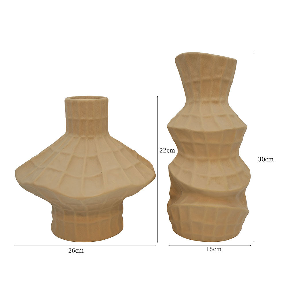 Geometric Faceted Vase Set