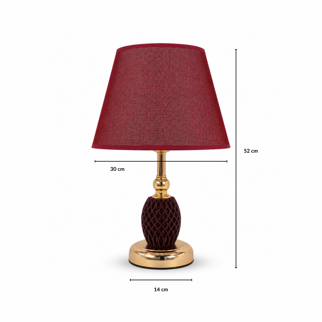 Burgundy Textured Table Lamp with Gold Finish