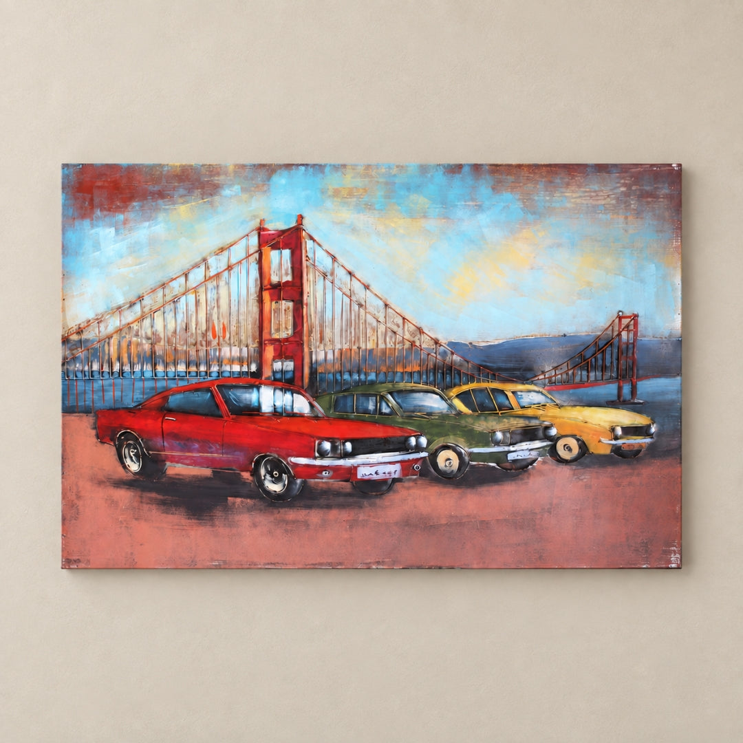 Vintage Muscle Cars 3D Metal Wall Art Painting