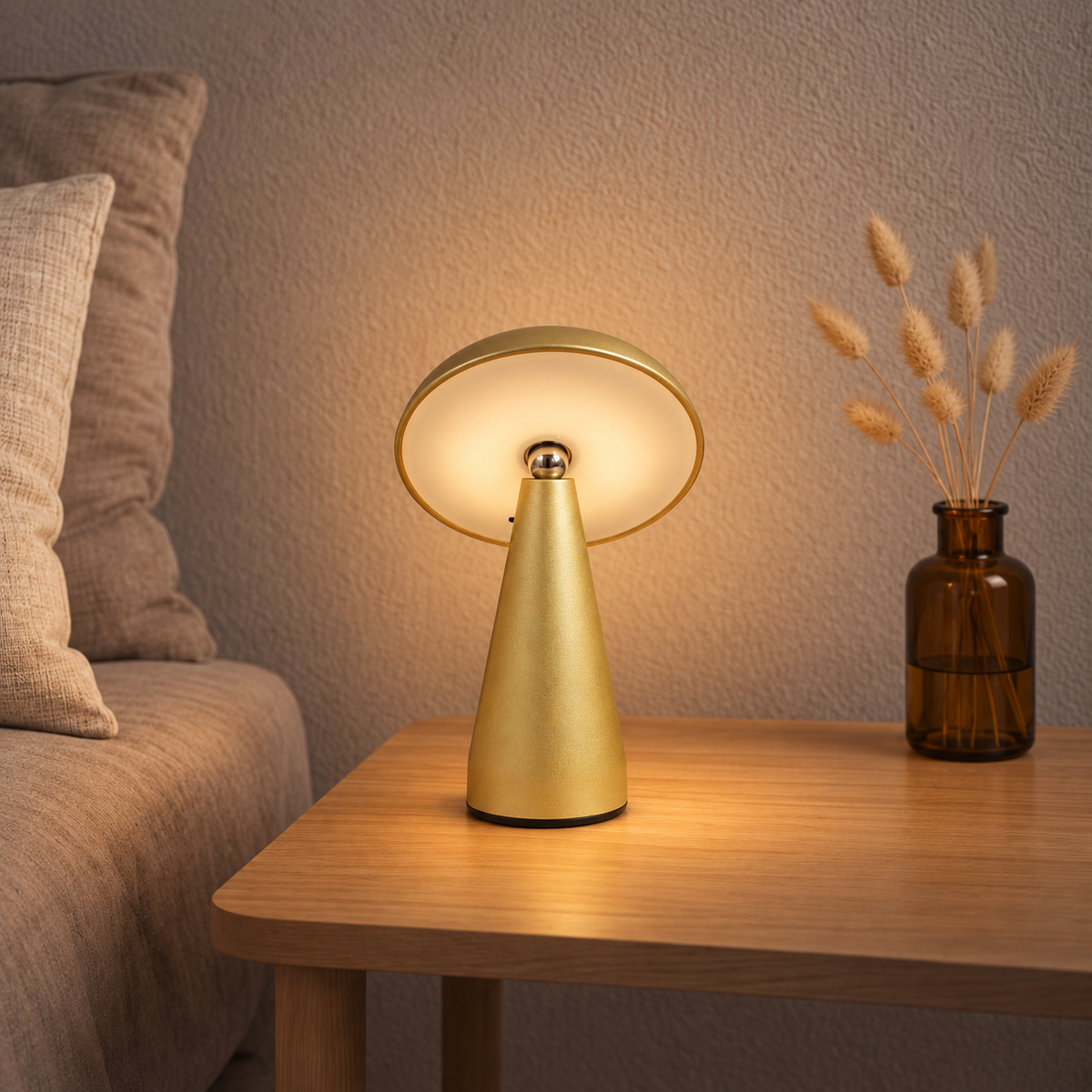 Golden Mushroom Touch Table Lamp