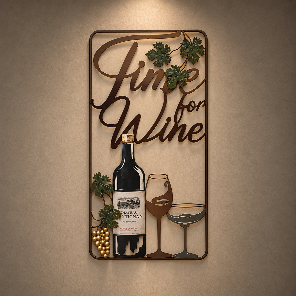 "Time for Wine" Metal Wall Art Décor