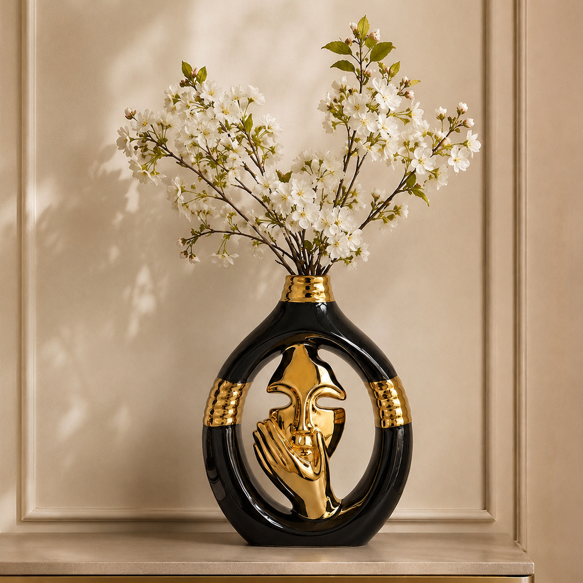 Sculptural Ceramic Face Vase – Centerpiece Decor