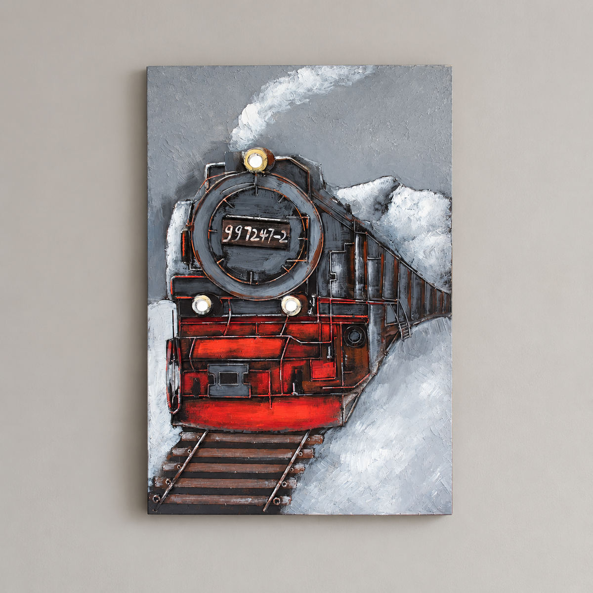 Elare Vintage Steam Locomotive 3D Metal Wall Art