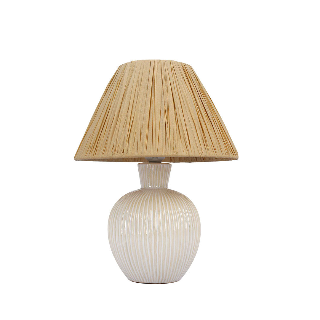 Ivory Cream & Beige Ceramic Table Lamp with Beige Paper Shade