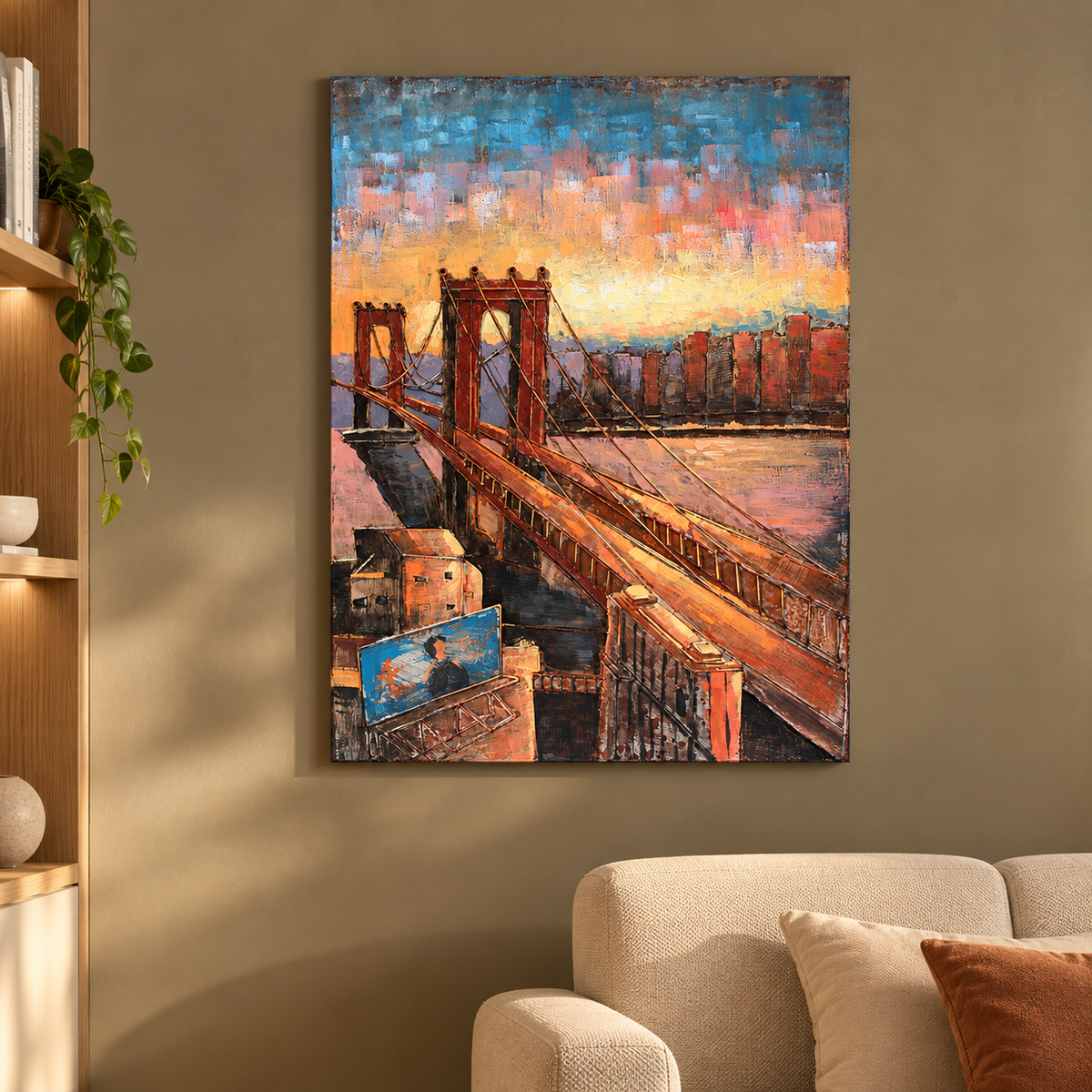 Sunset Suspension Bridge Large 3D Metal Wall Art – 120 × 80 cm