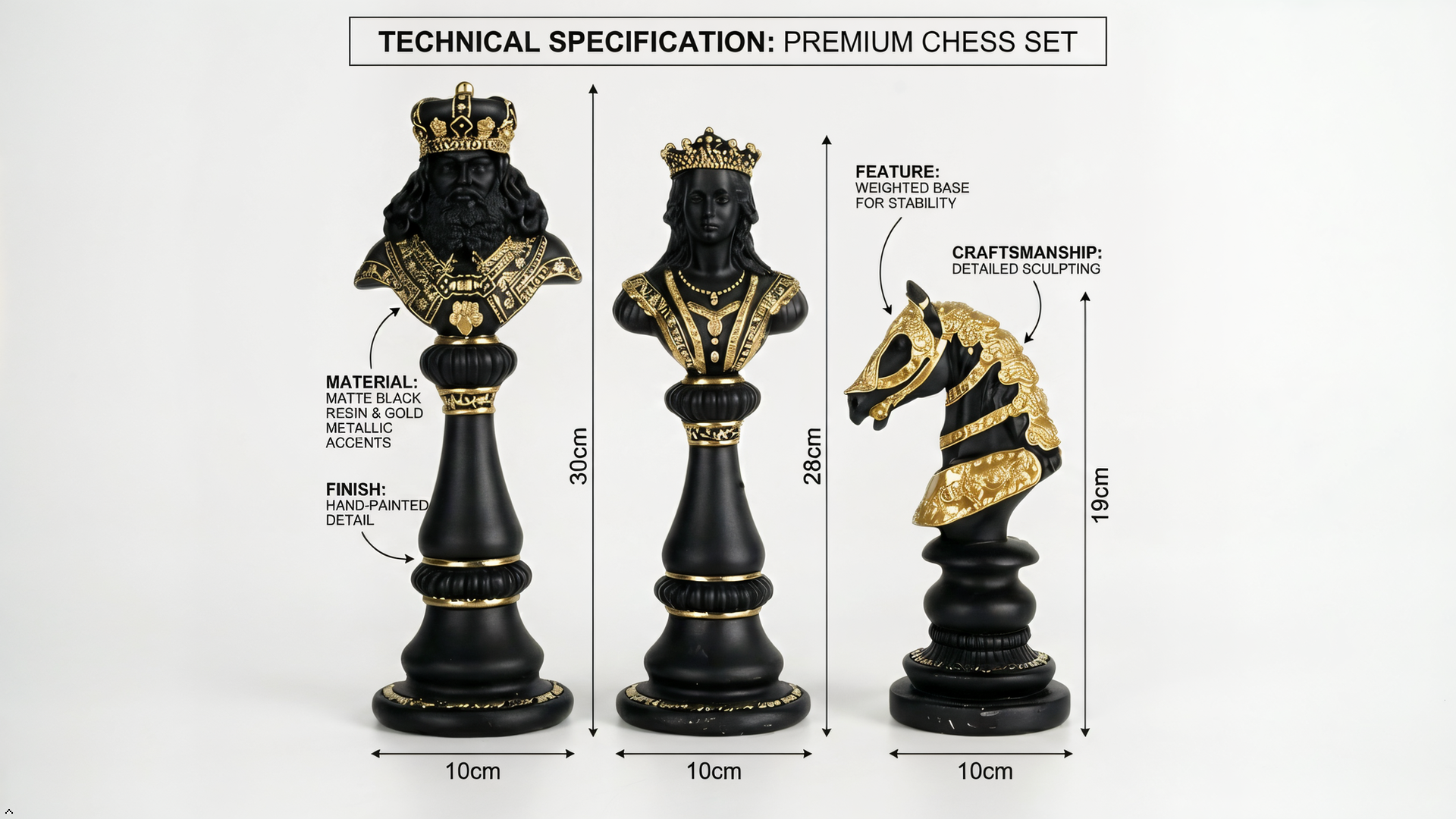 Luxury Chess Bust Sculpture Set Tabletop Organizer