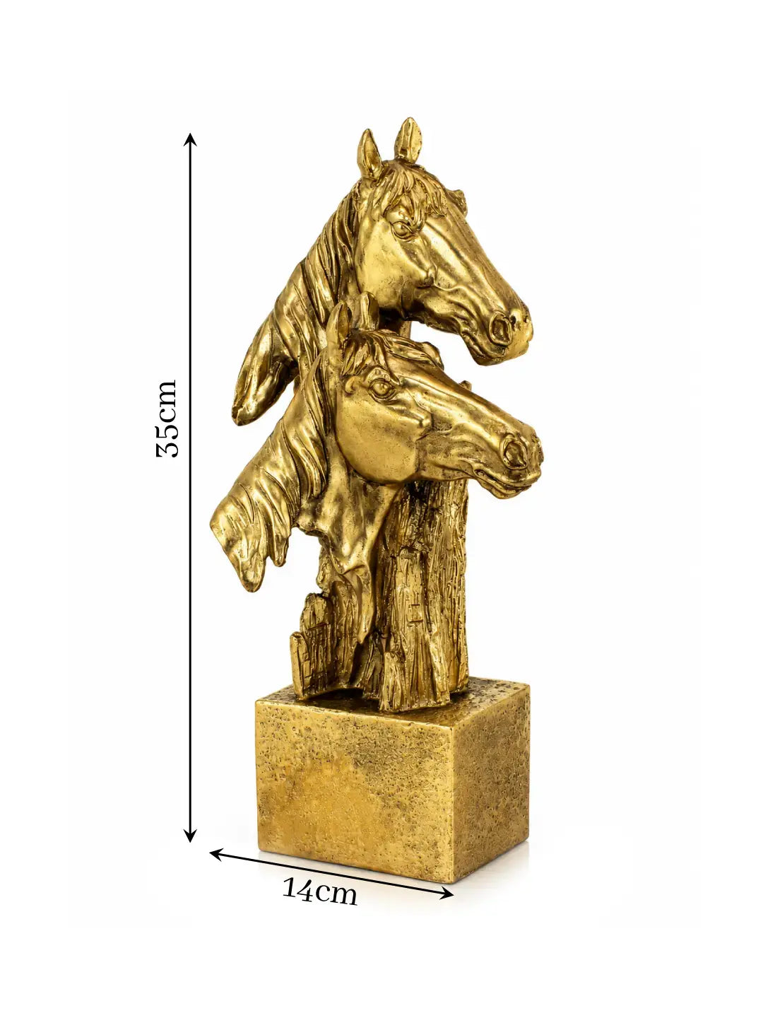 Golden Double Horse Head Sculpture