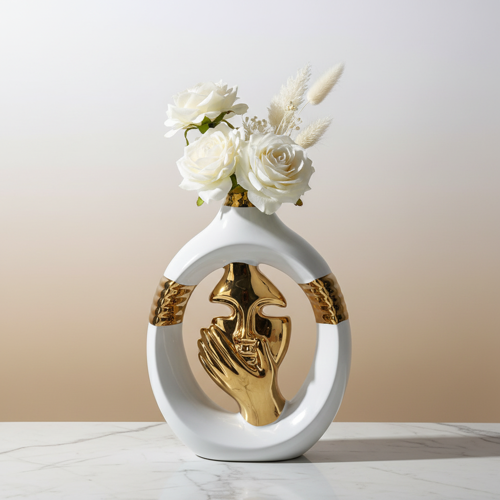 Abstract Face Ceramic Vase