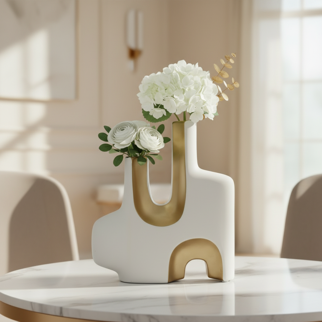 Dual Stem Ceramic Vase
