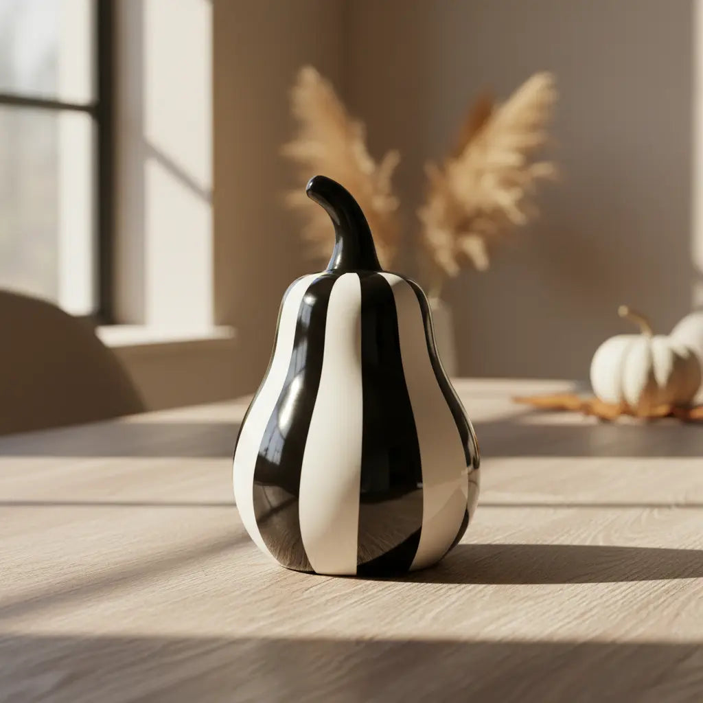 Luxe Black & White Pear Sculpture