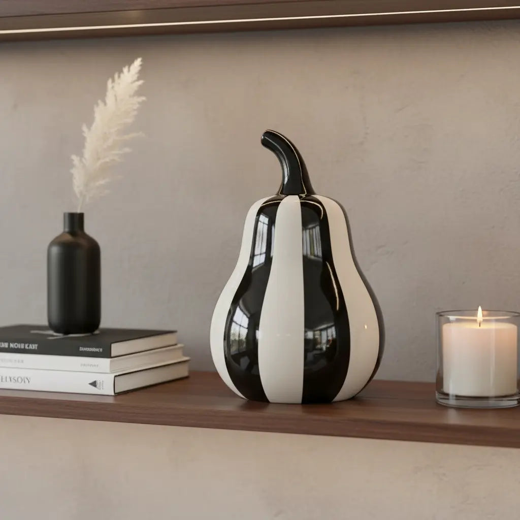 Luxe Black & White Pear Sculpture