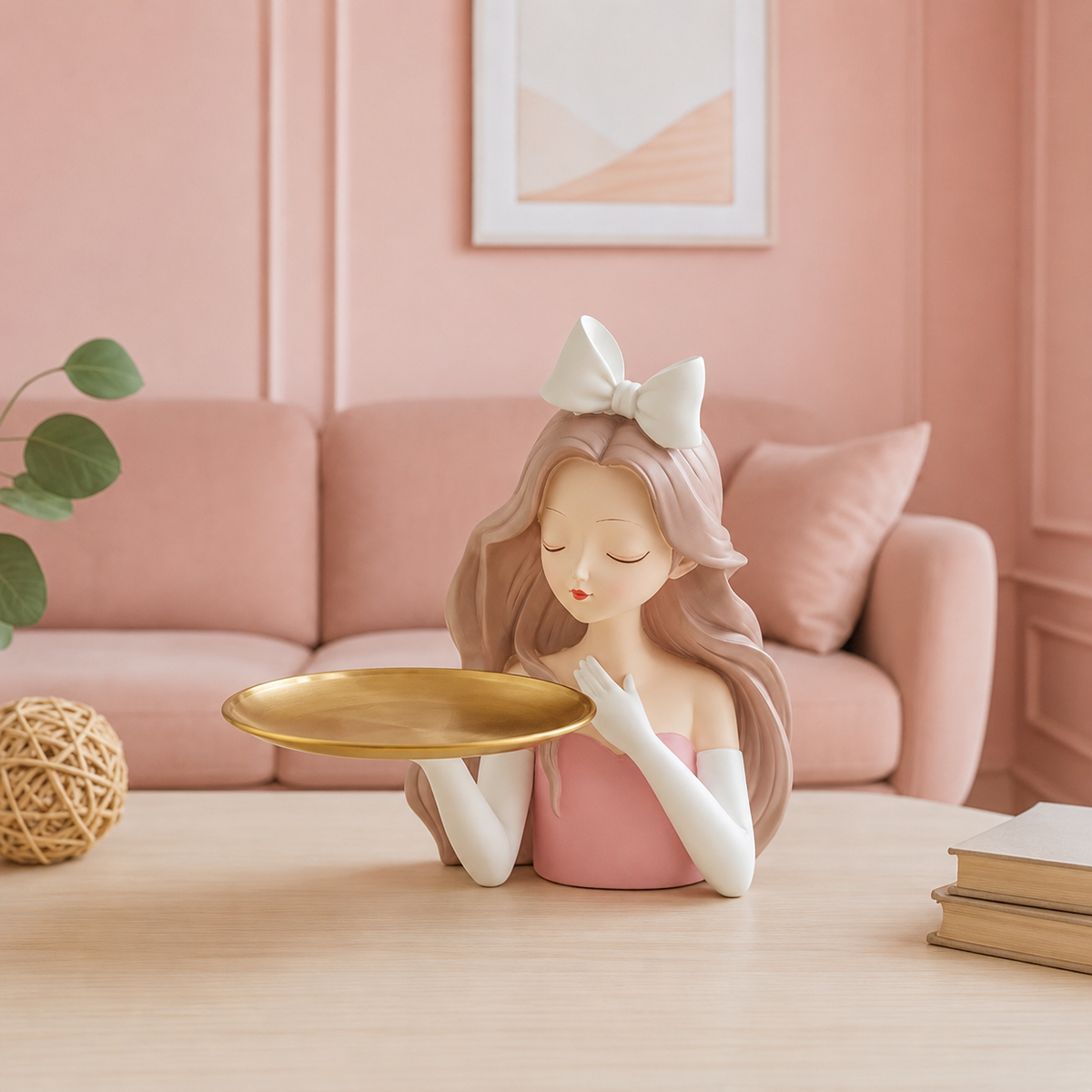 Decorative Girl Tray Showpiece Tabletop Organizer