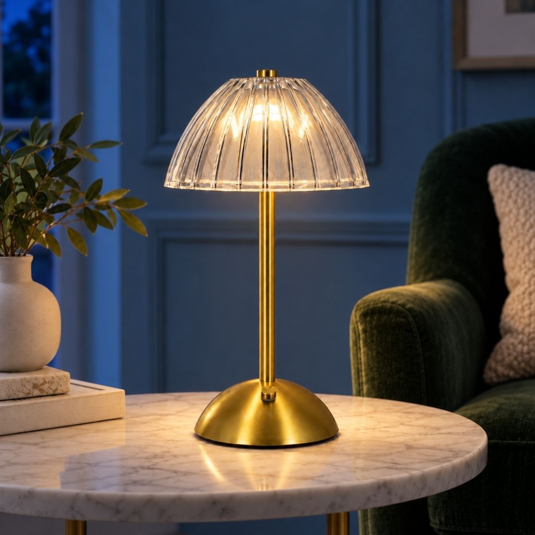 Modern Transparent Dome Gold Rechargeable Tap Lamp