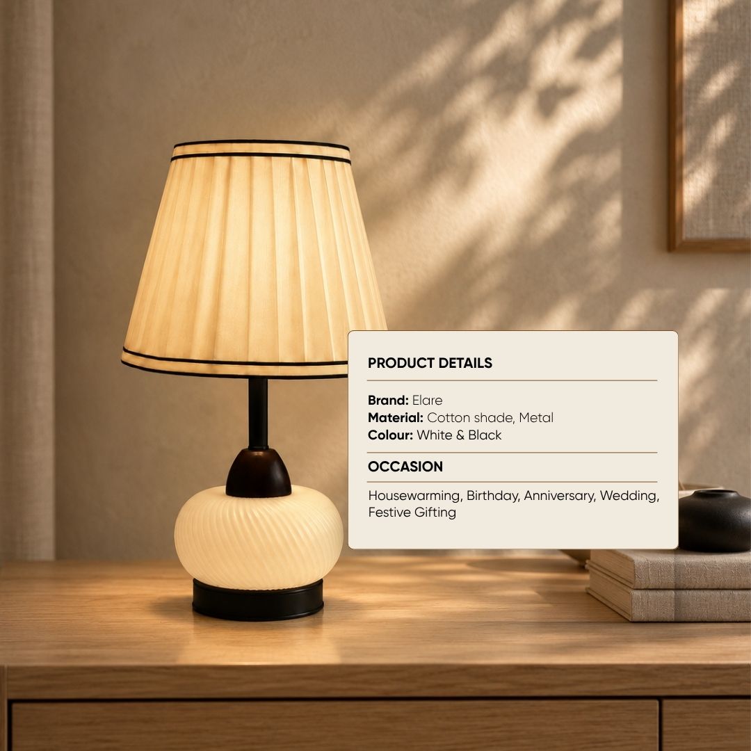 Brown & White Dual-Light Table Lamp with Bulb