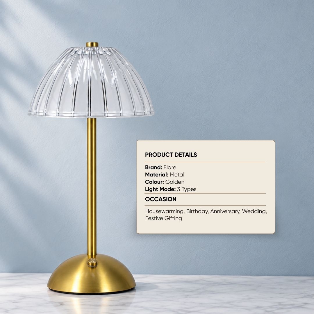 Modern Transparent Dome Gold Rechargeable Tap Lamp