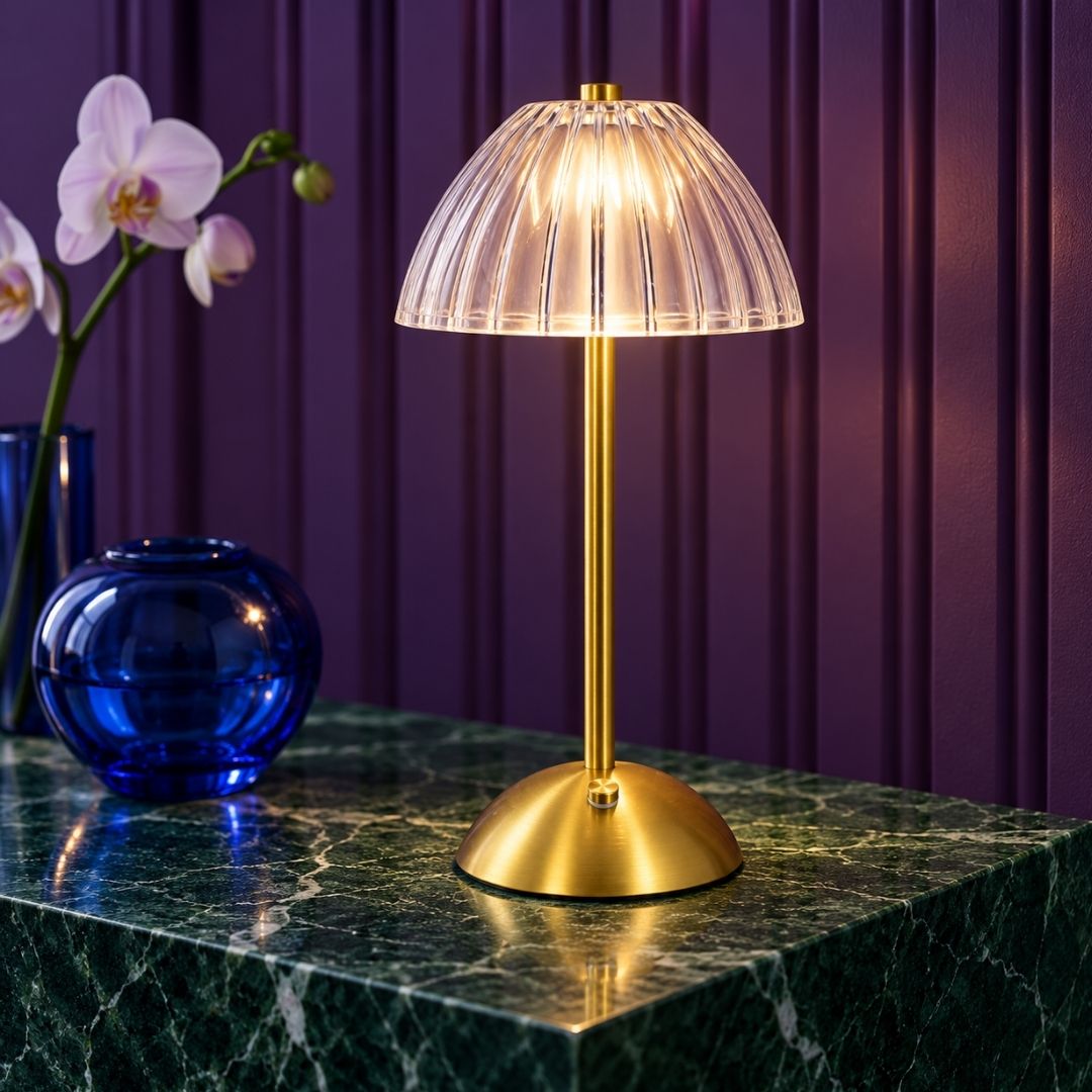 Modern Transparent Dome Gold Rechargeable Tap Lamp