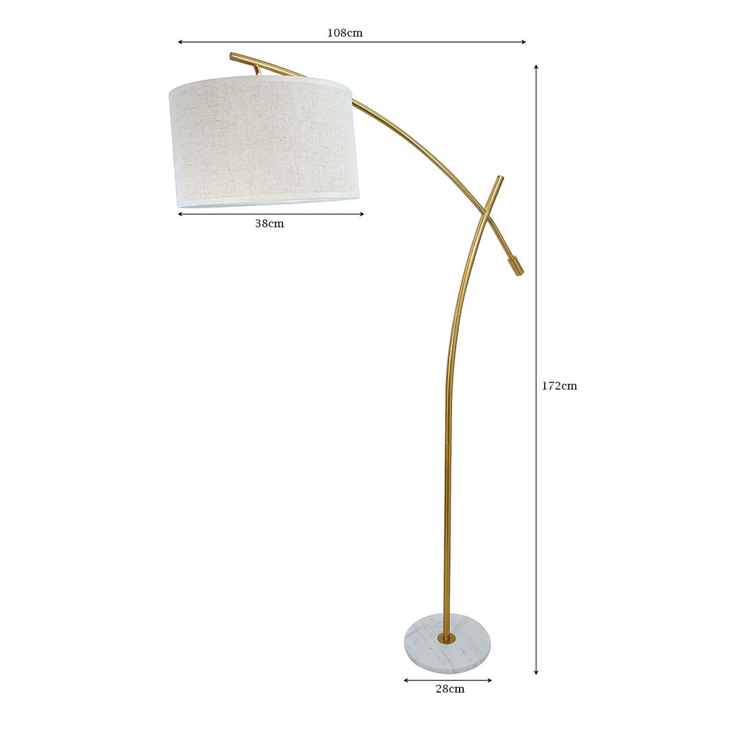 MODERN GOLD ARC FLOOR LAMP WITH SHADE