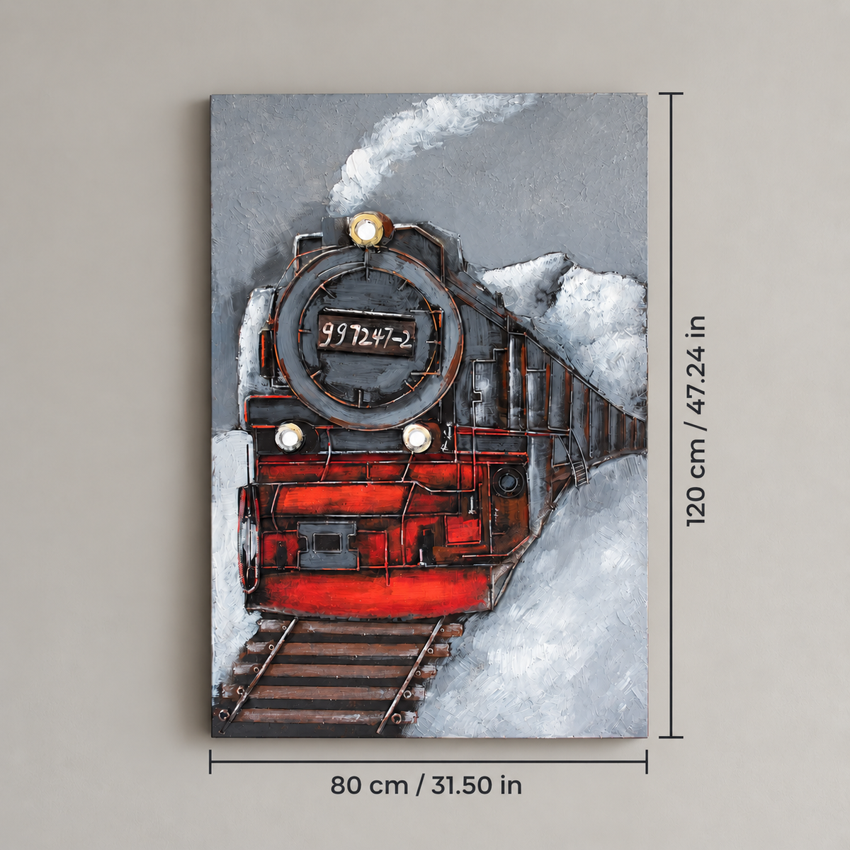 Elare Vintage Steam Locomotive 3D Metal Wall Art
