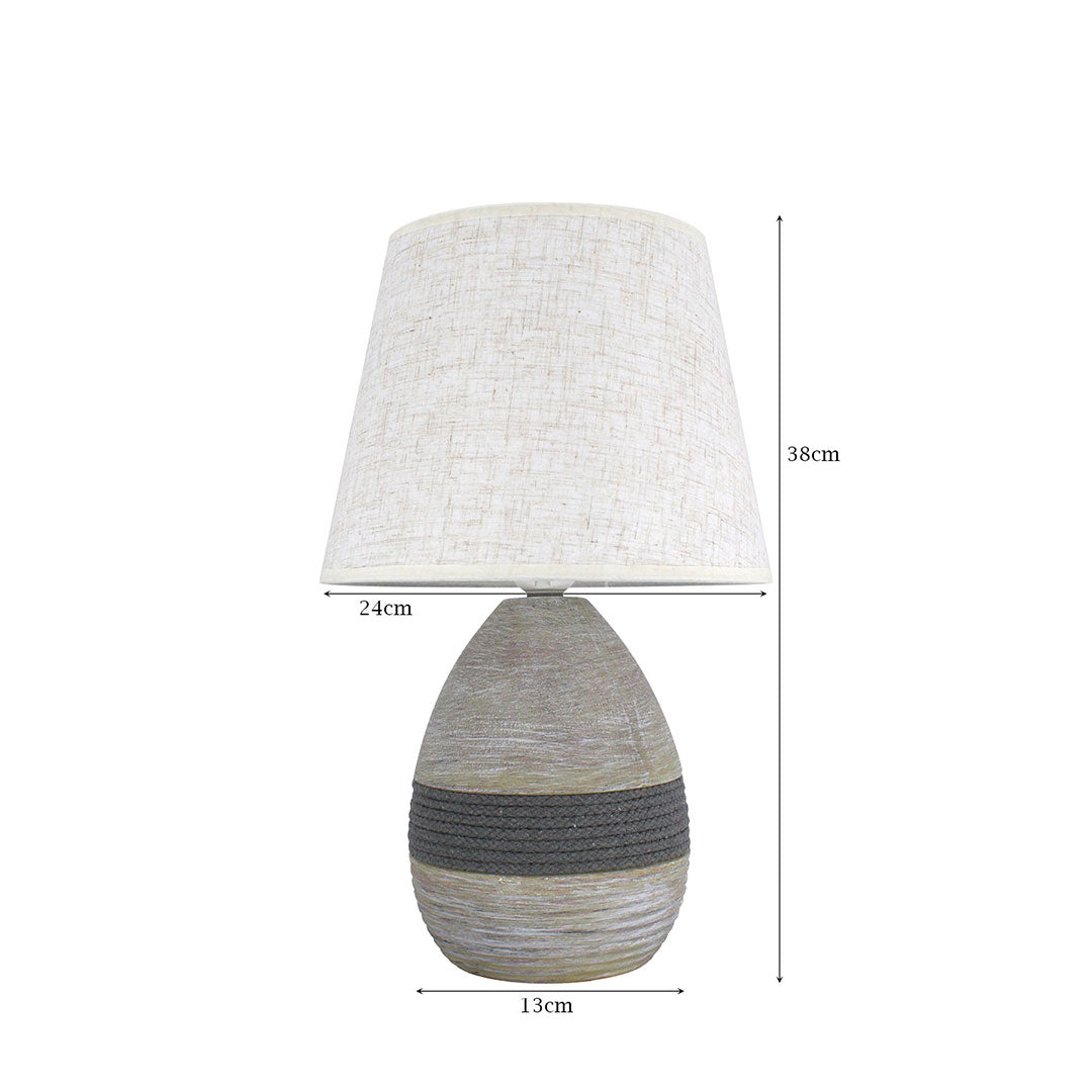 ELARE Grey & Charcoal Textured Ceramic Table Lamp with Cream Shade