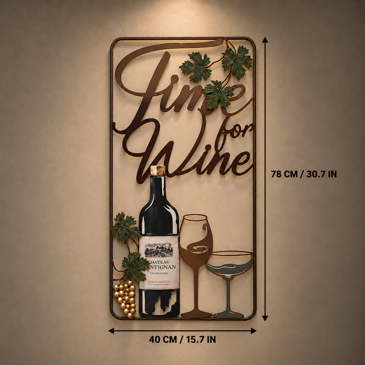 "Time for Wine" Metal Wall Art Décor