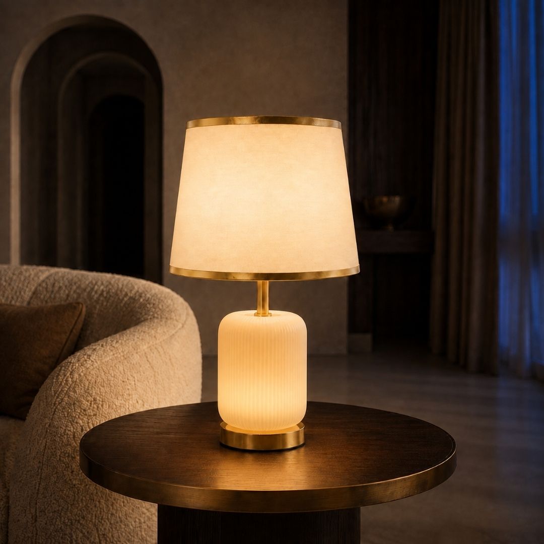 Elare Modern White Table Lamp with Fabric Shade