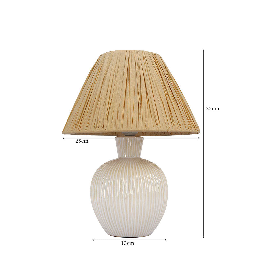 Ivory Cream & Beige Ceramic Table Lamp with Beige Paper Shade