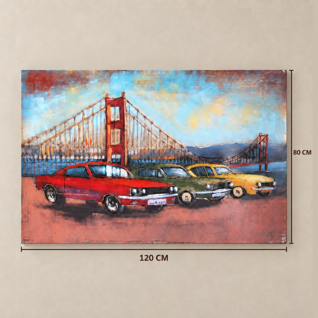 Vintage Muscle Cars 3D Metal Wall Art Painting