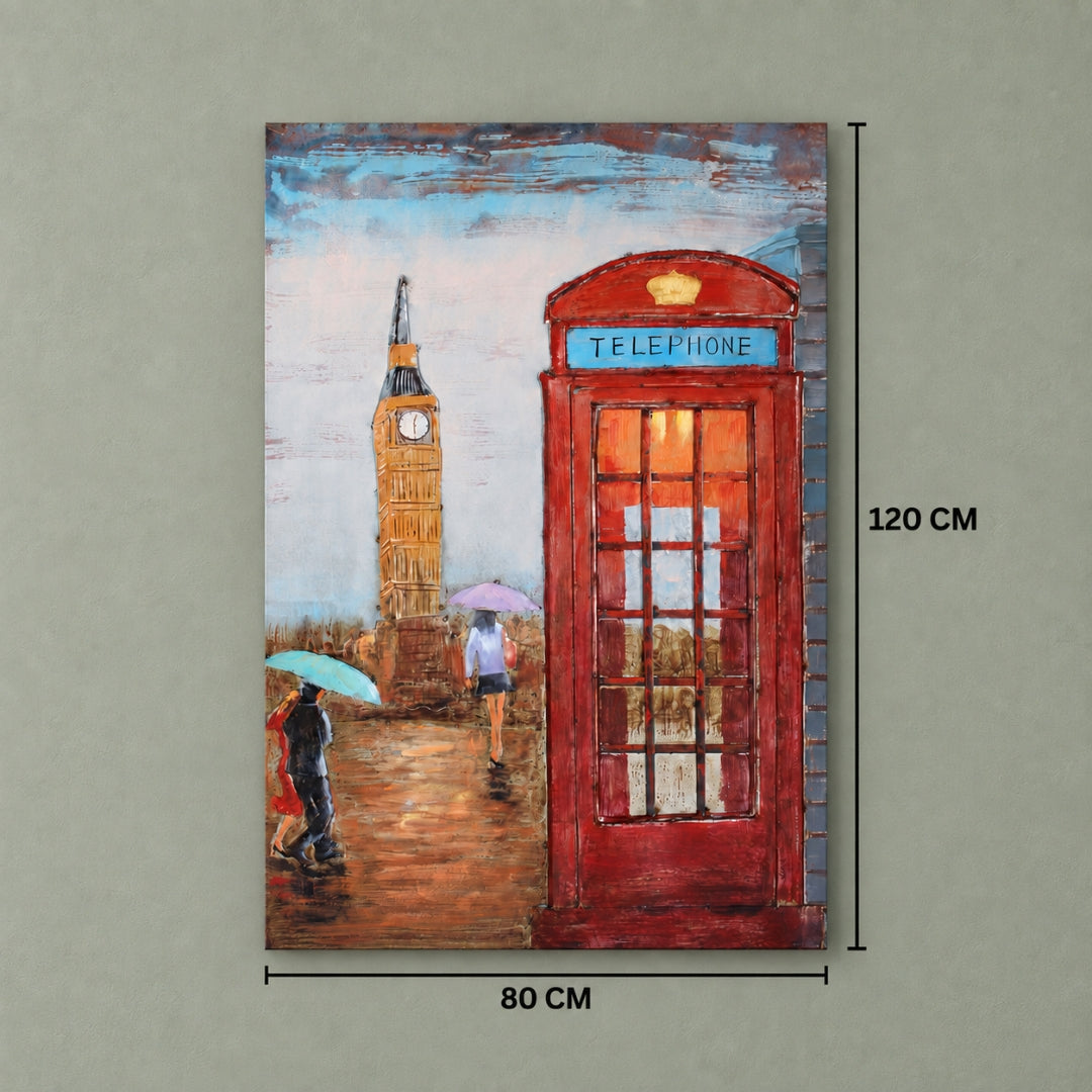 London Rainy Street Metal Wall Art