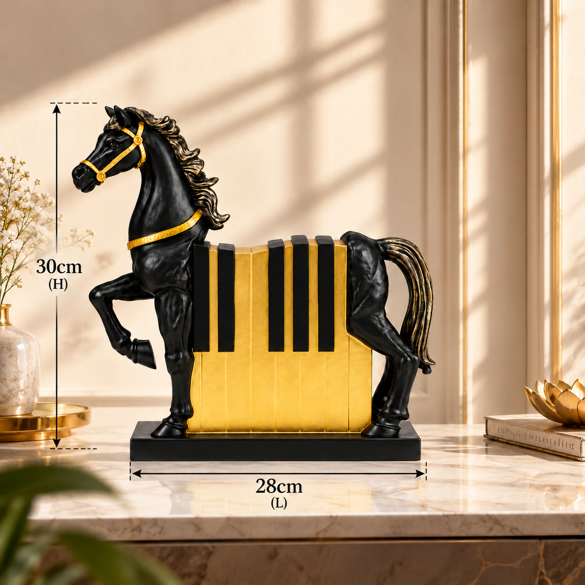 Royal Horse with Piano Showpiece