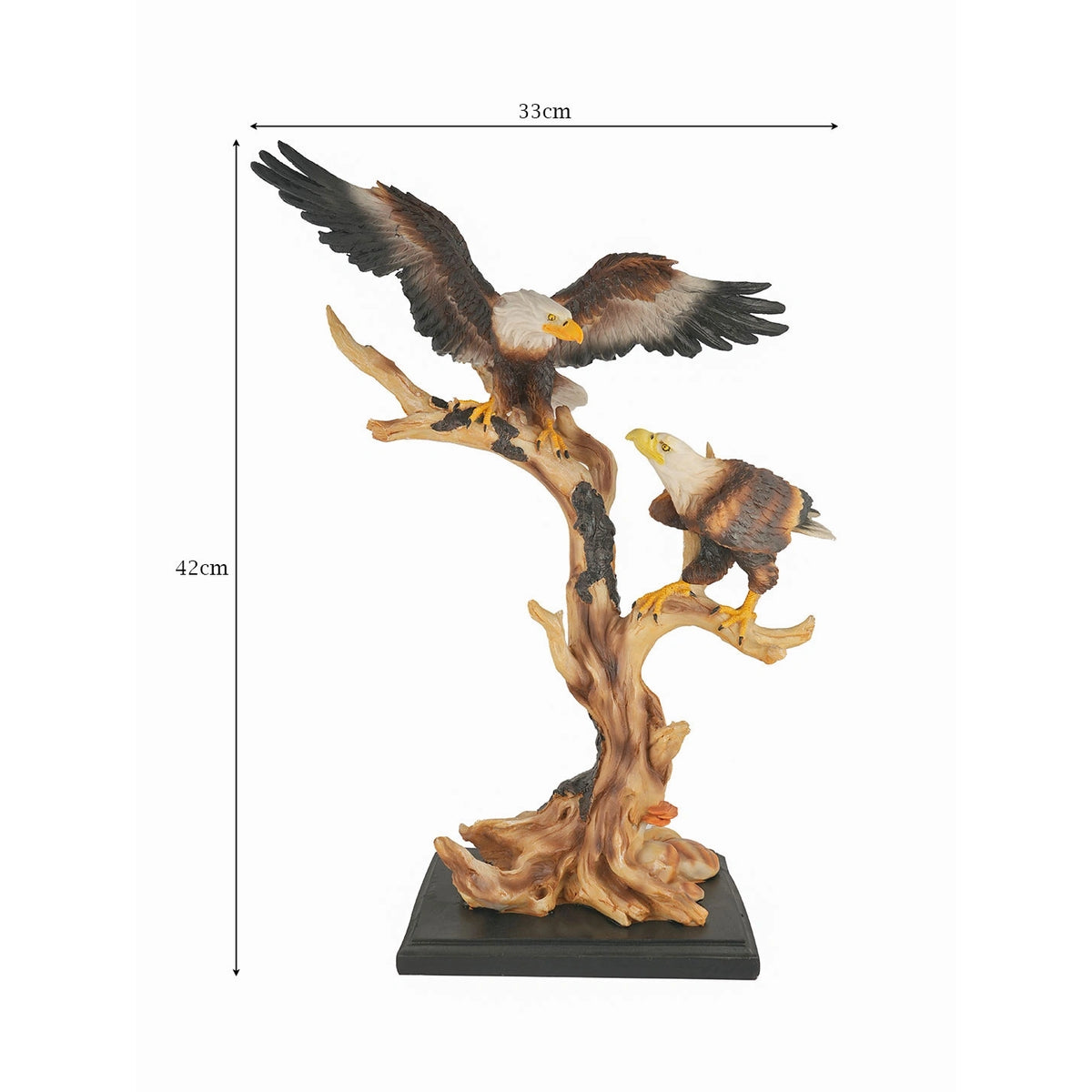 Majestic Eagle Pair on Tree Branch Polyresin Made Showpiece