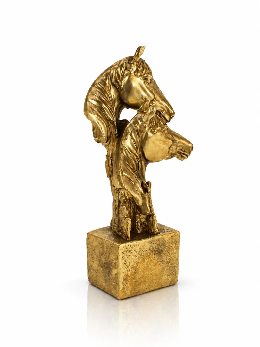 Golden Double Horse Head Sculpture