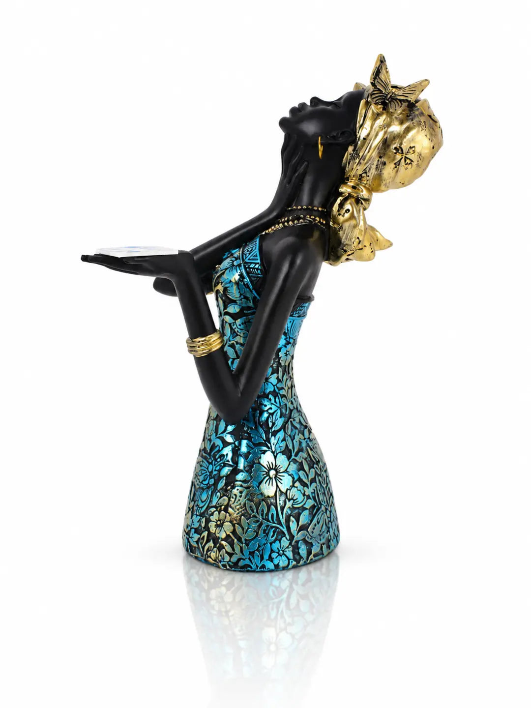 Elegant African Lady Tray Sculpture