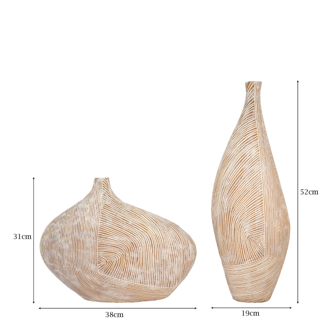 Elare Modern Textured Polyresin Vase Set of 2