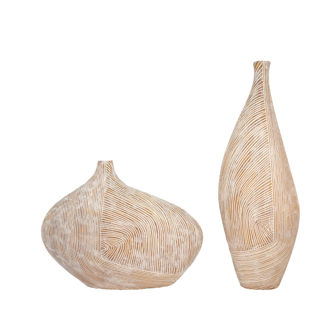 Elare Modern Textured Polyresin Vase Set of 2