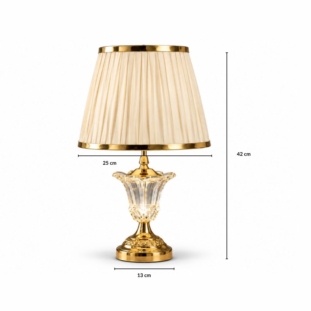 Elare Luxury Crystal Table Lamp with Beige Fabric Shade