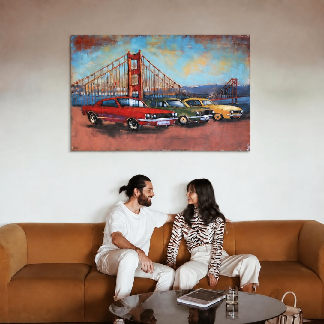 Vintage Muscle Cars 3D Metal Wall Art Painting