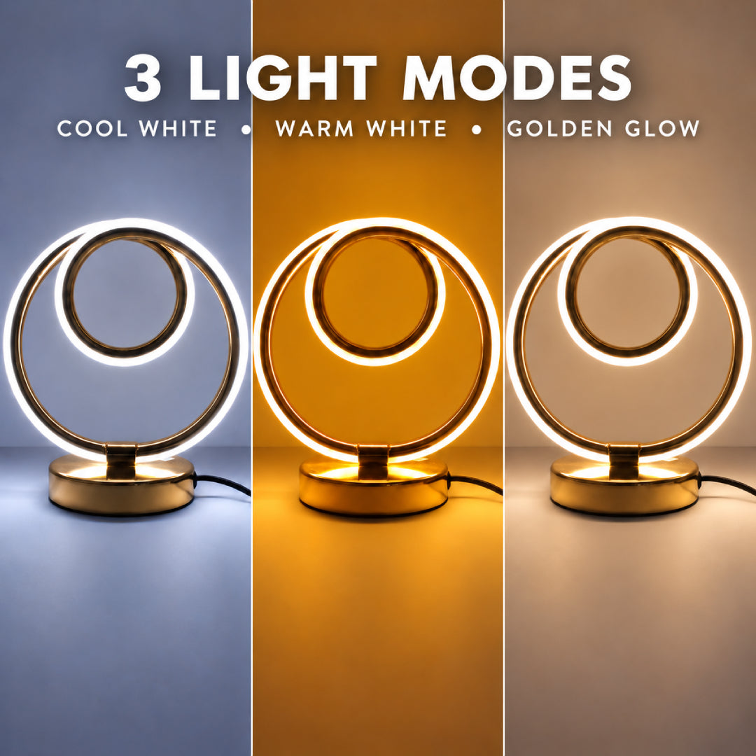 Sculptural Double Ring LED Table Lamp